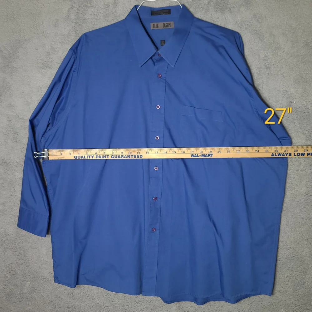 Oleg Cassini Blue Casual Button Down Shirt - Picture 3 of 7
